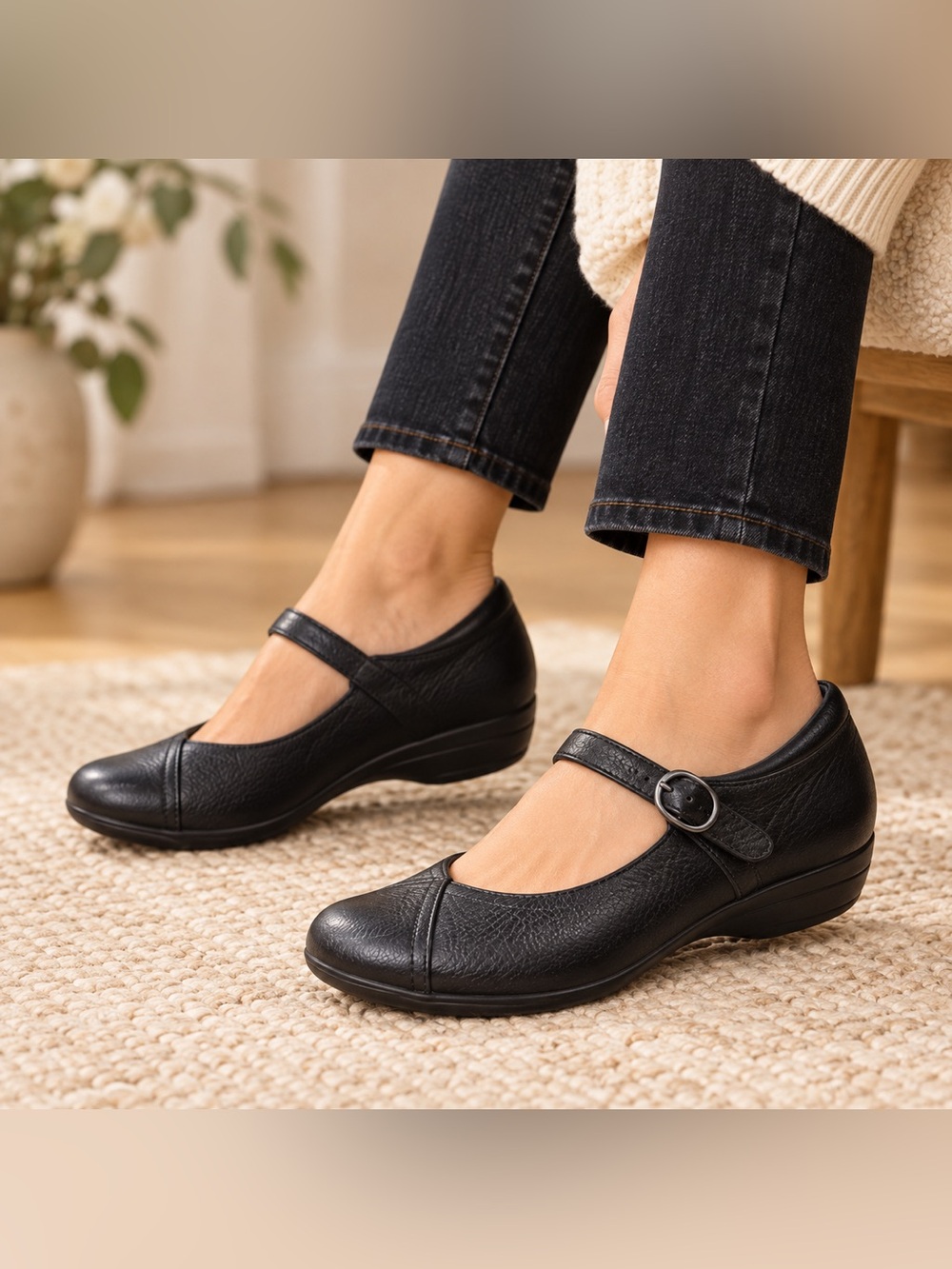 DANSKO FAWNA BLACK MILLED NAPPA LEATHER MARY JANE SHOES SIZE 38